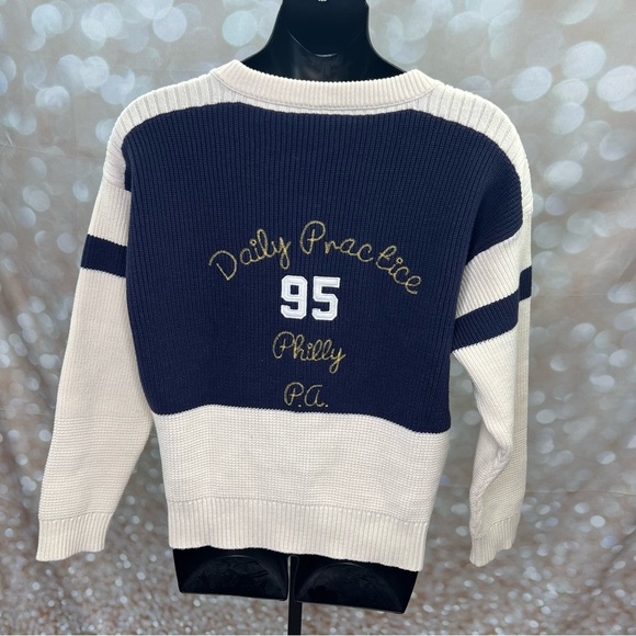 ANTHROPOLOGIE DAILY PRACTICE Quarterback Cardigan Sweater Oversized Embroidered - Picture 9 of 11